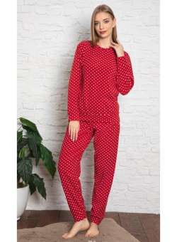 Pijama de Craciun Dama cu Maneca Lunga din Polar Rosu